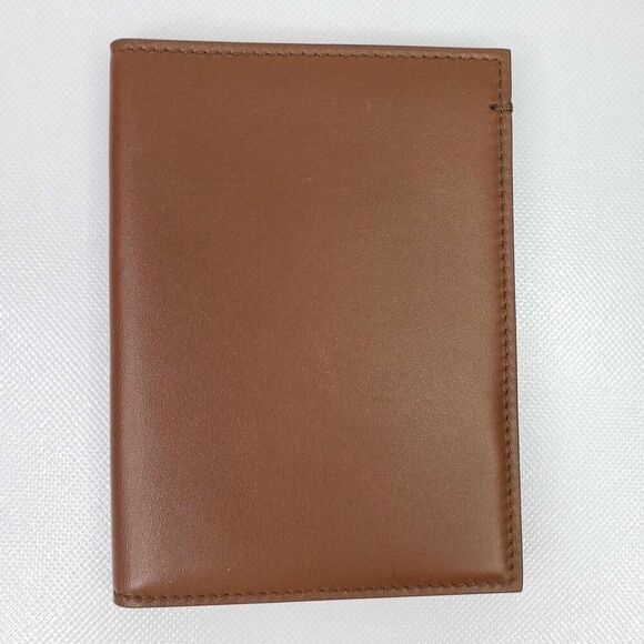 Tiffany & Co Wallet Fold Over Leather Brown Tan Card Case - Picture 1 of 6
